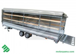 PT35L con centinatura smontabile e telone in PVC personalizzabile aperto 